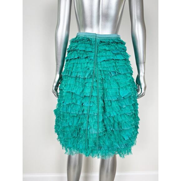 Marc Jabobs Organza Skirt Silk Ruffles Tiered Turquoise Green Bubble 4